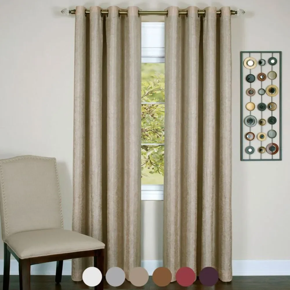 Tan Solid Textured Window Blackout Curtain Line Panel with 8 Grommets (1.5